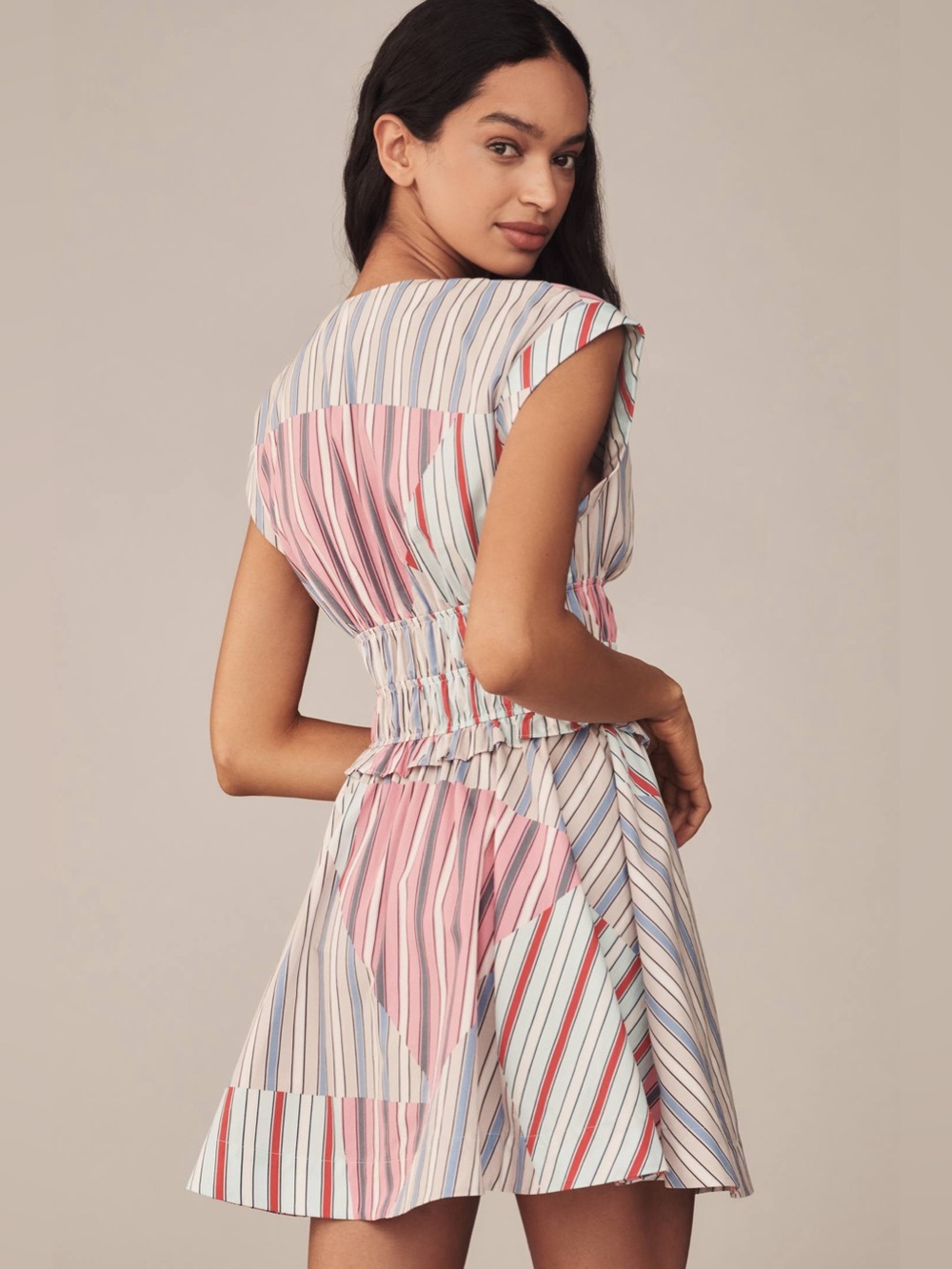 Anthropologie Cap-Sleeve V-Neck A-Line Mini Dress